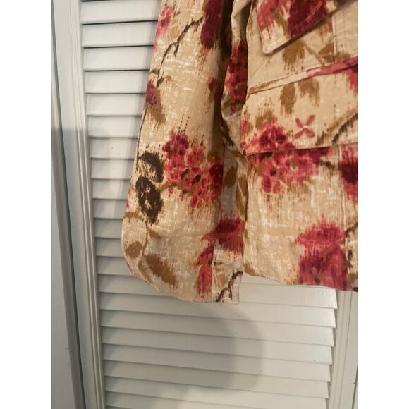 J Jill Floral Suede Like Blazer Size XL Multicolor Button Down Long Sleeve - Picture 3 of 8